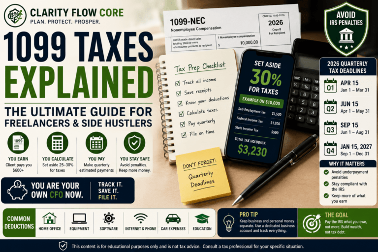 A financial spreadsheet detailing how to calculate self-employment and side hustle taxes