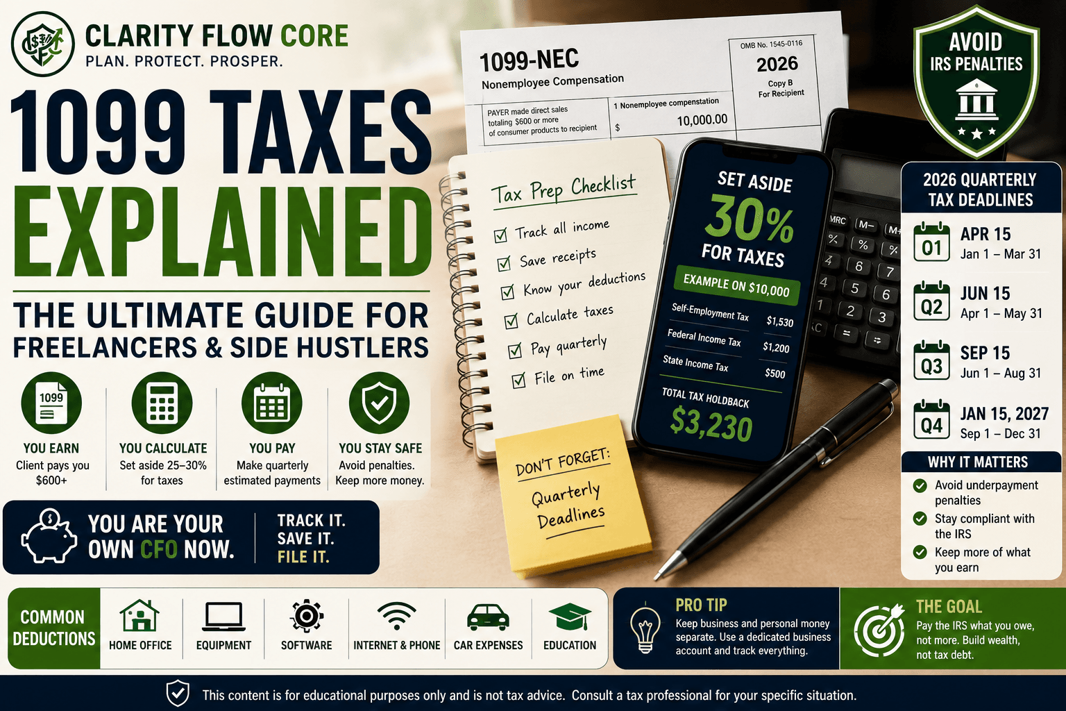 A financial spreadsheet detailing how to calculate self-employment and side hustle taxes