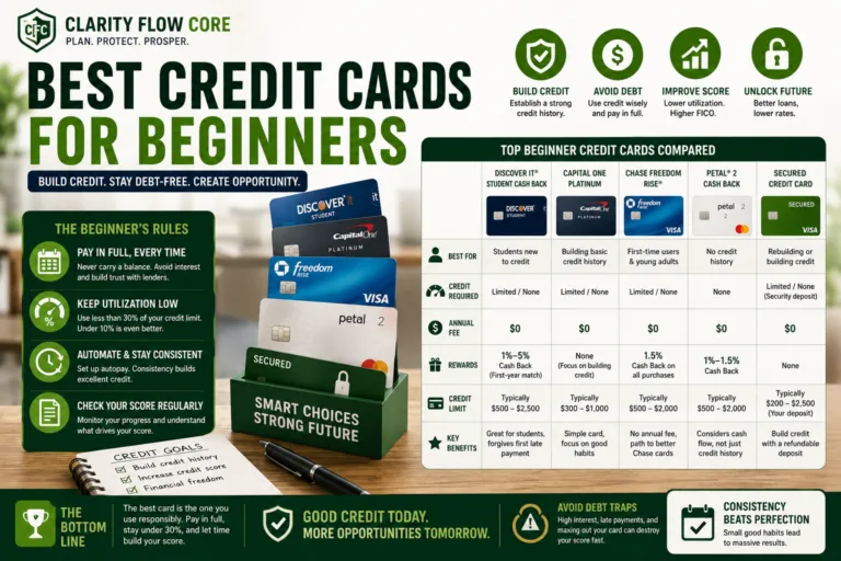 A financial comparison table showing the approval requirements and features of the best credit cards for beginners.
