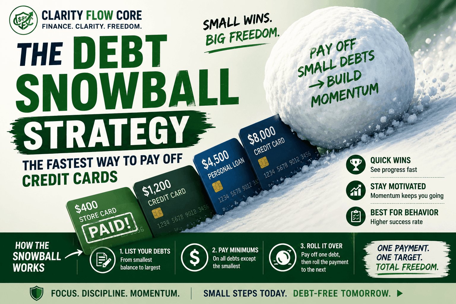 A chart showing how the debt snowball method accelerates debt payoff by targeting smaller balances first.