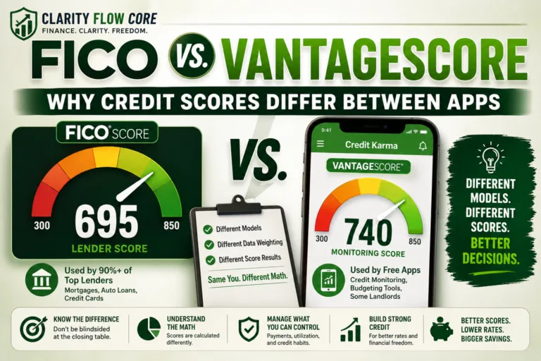 Comparison chart showing the differences between FICO vs VantageScore models.