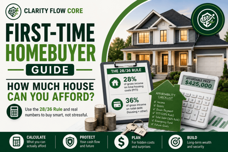 A financial breakdown showing the 28/36 rule to determine how much house can I afford.