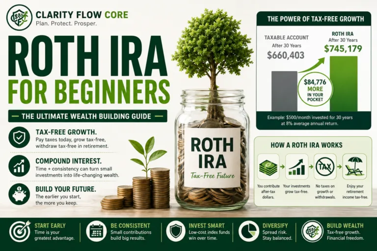 A compound interest comparison chart showing the tax-free growth of a Roth IRA for beginners.