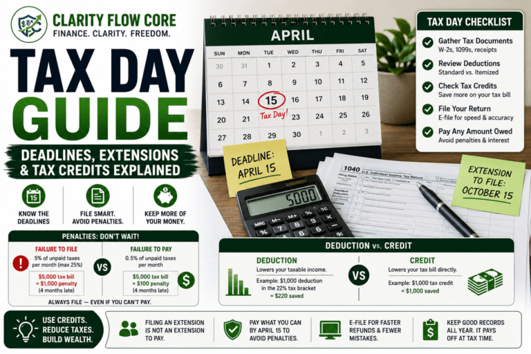 A spreadsheet calculating IRS penalties and deadlines for this Tax Day guide.