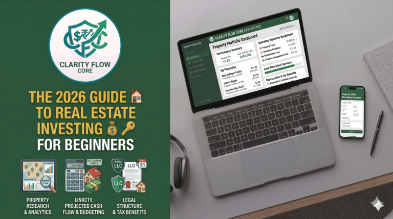An illustrated guide to real estate investing for beginners showing property growth and passive income strategies