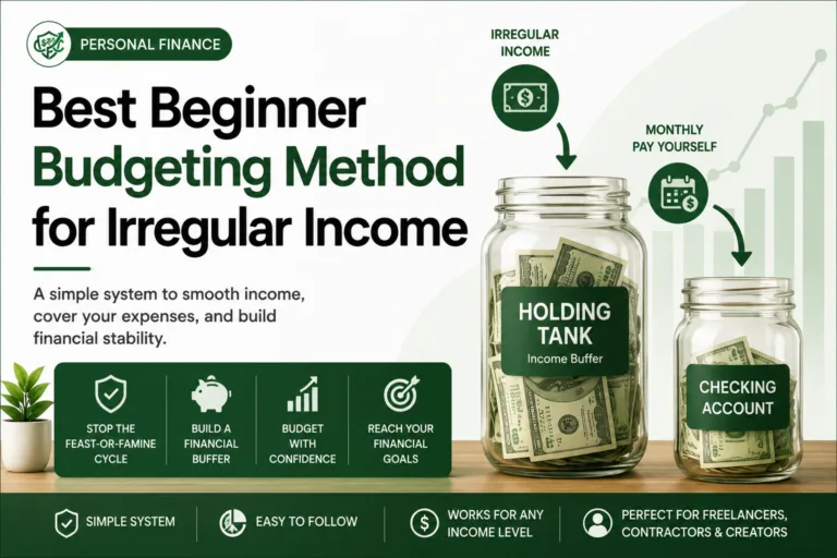 A financial cash flow chart showing how to distribute irregular monthly income into a holding account.