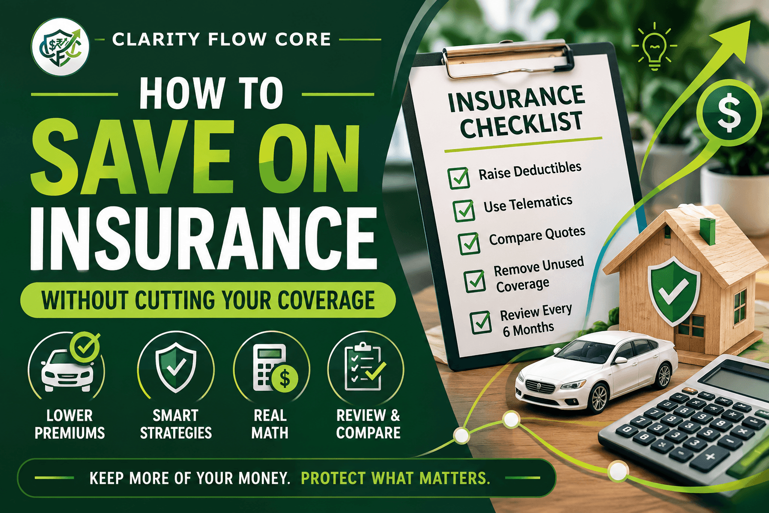 A spreadsheet comparison showing the exact math behind how to save on insurance by adjusting deductibles.