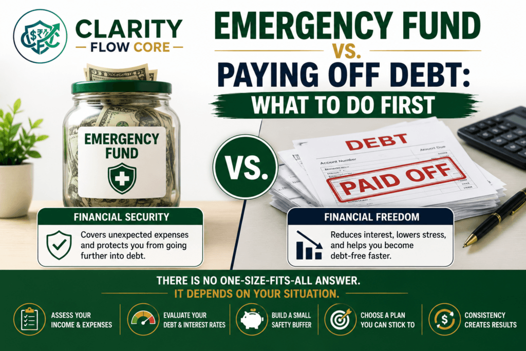 emergency fund vs paying off debt what to do first