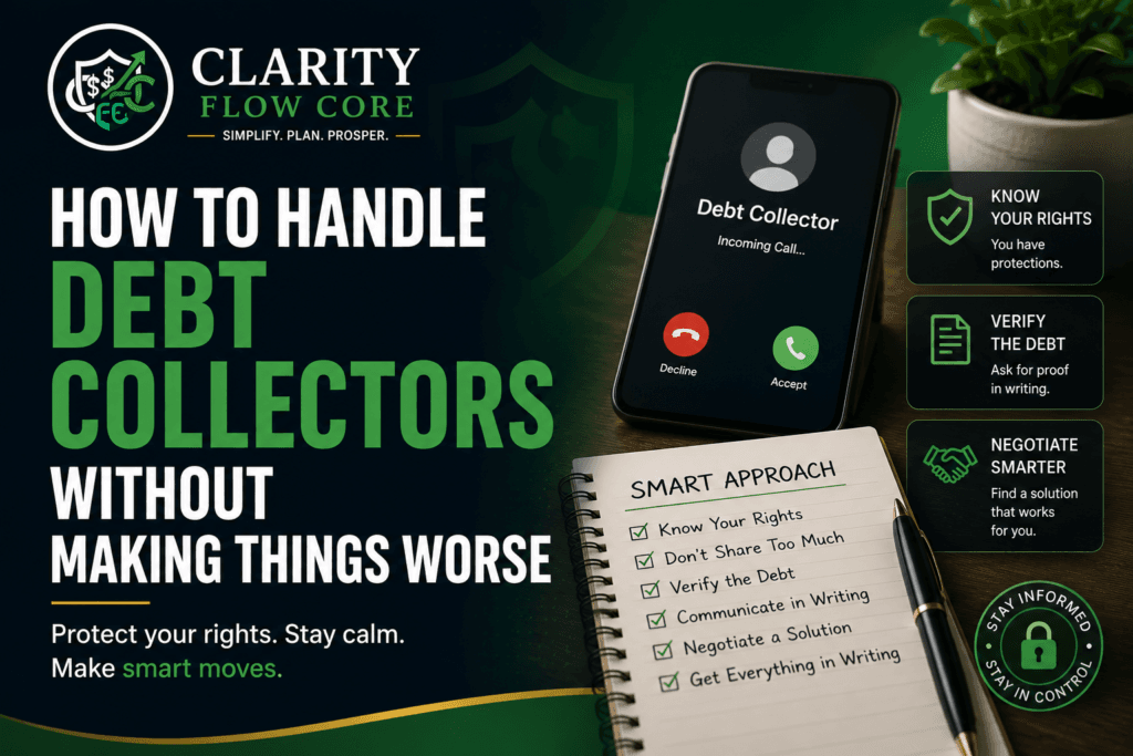 A stressed young adult learning how to handle debt collectors and stop unwanted phone calls.