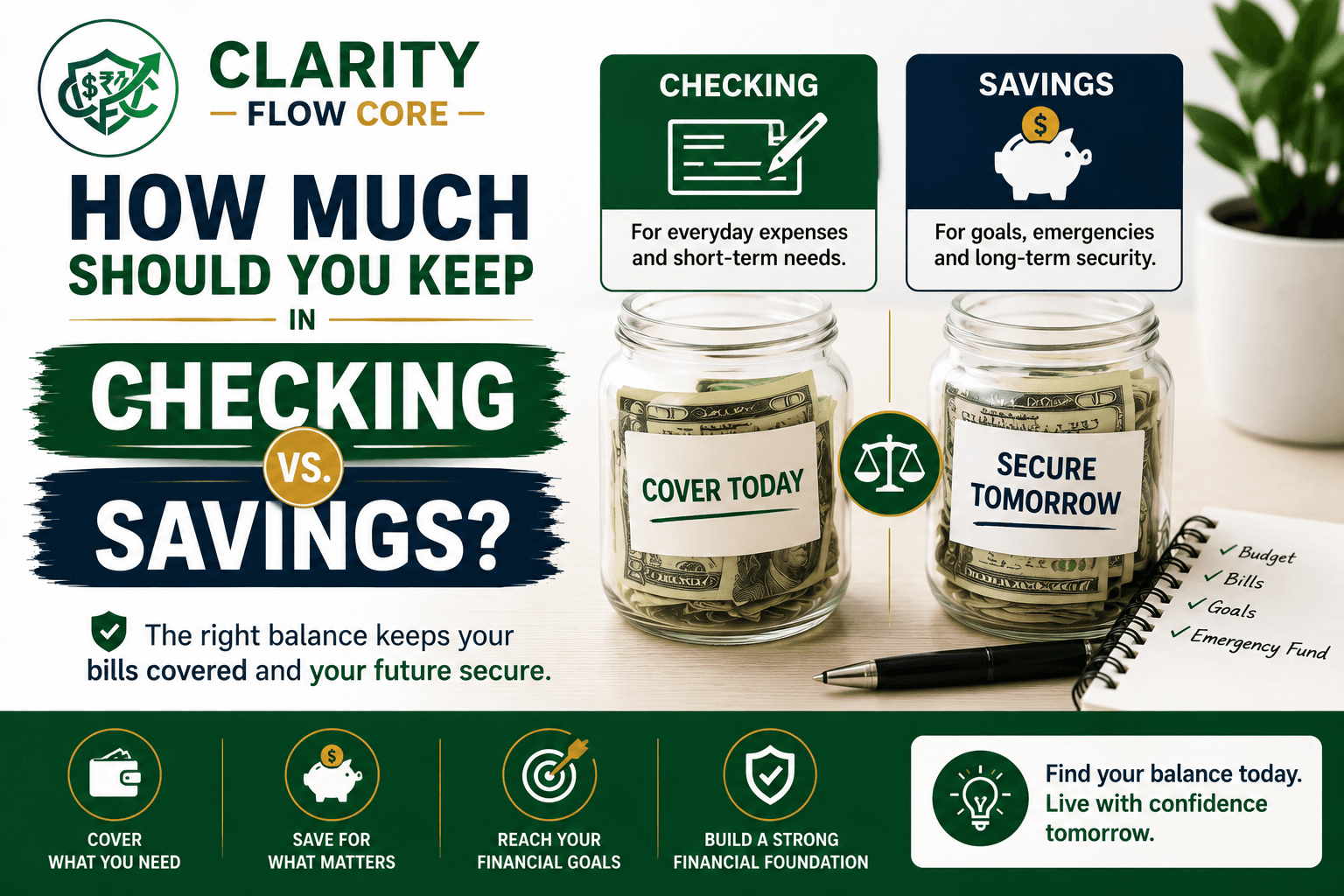 how much should you keep in checking vs savings