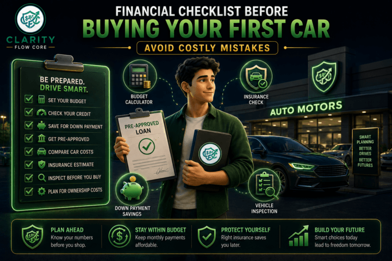 financial checklist before buying your first car